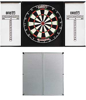 One80 Aluminium Dartboard Cabinet - Silver Finish